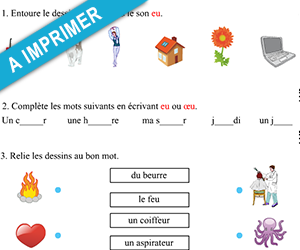 Fiche d'exercices à imprimer, le son eu