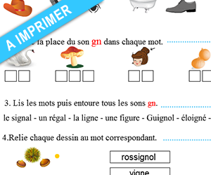 Exercice à imprimer, le son gn